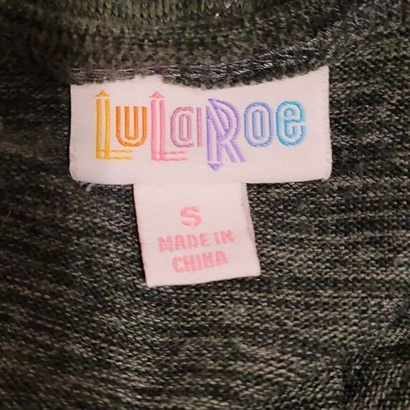 LuLaRoe Green/black heathered sleeveless open‎ vest with split sides - Picture 4 of 5